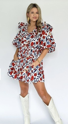 Sofia The Label Floral Ruffle Puffed Dress Size S - Picture 5 of 19