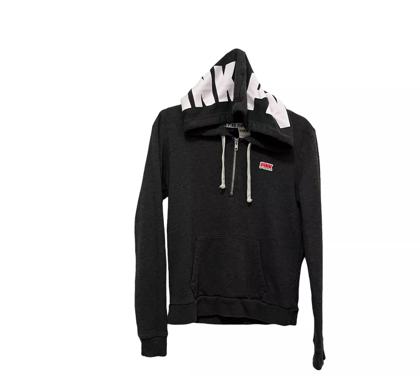 victoria-secret-vs spellout logo pullover 1/4 zip hoodie