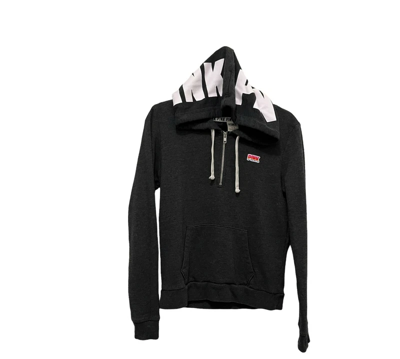 victoria-secret-vs spellout logo pullover 1/4 zip hoodie