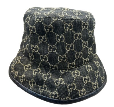 Gucci GG Supreme Monogram Denim Bucket Hat Black Size S  display picture 2