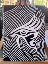 Painting Acrylic Horus Original & Signed by Artist Gallery Wrapped