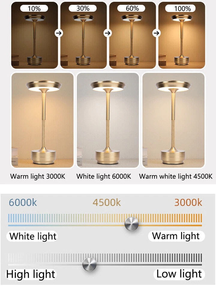 Современная светодиодная настольная лампа сенсорная регулируемая яркость USB перезаряжаемая панель ночник беспроводной - Изображение 2 из 4