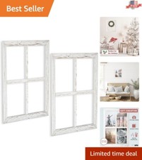 Distressed Finish Rustic Window Pane Wall Decor Set - Country Farmhouse Theme
