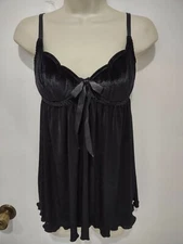 Vintage Velvet Babydoll Nightgown Bra Top Nylon Teddy Lingerie Nightie M Sexy