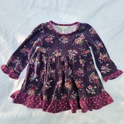 Matilda Jane Girls 12-18M World of Wonder Longsleeve Dress Floral Ruffle Purple 