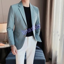 Men's Suit Business Casual Plain Color Suit Jacket Single-breasted Elegant Suit