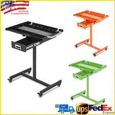 Rolling Tool Tray with Wheels Adjustable Height Mobile Work Table 220Lb Capacity