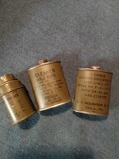 Vintage US Military Rifle Gun Bore Cleaner Tin Cans And Powder Can, Lot Of 3
