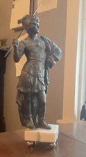 Vintage Greek Bronze Statue of Aries With Removable Spear. 13" Tall. Marble Base