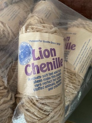 Lion Brand Chenille Lot of 10 1.4 Oz. Skeins NIP Sandstone Color #155