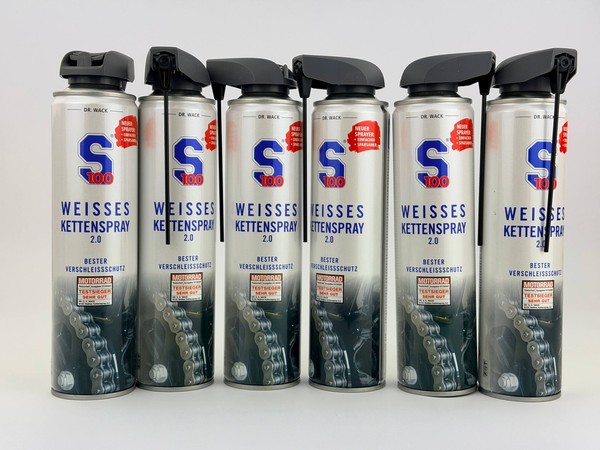 S100 Weisses Kettenspray 2.0 6X 400Ml Motorrad Kette Schmiermittel Set-image