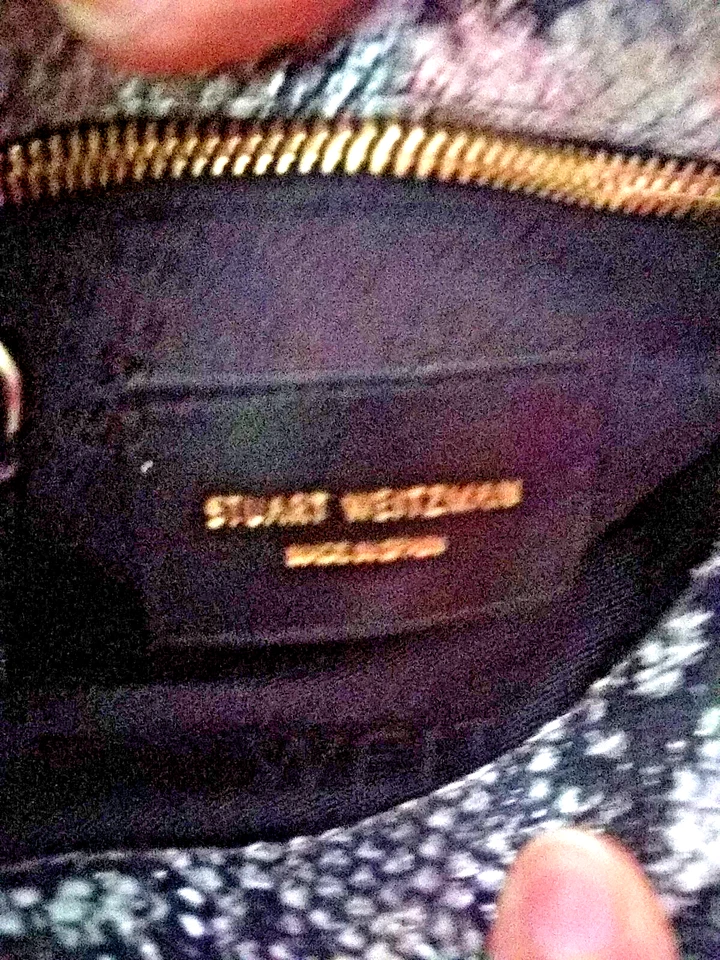 STUART WEITZMAN PIEL DE SERPIENTE PLATEADA, HECHO EN ESPAÑA, BOLSO DE MANO CON CORREA DESMONTABLE Foto 4 de 4