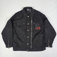 Vintage Y2k Rocawear Denim Jacket Mens Large Black Red Trucker Hip Hop Grunge