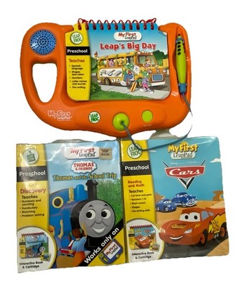 LeapPad My First System Thomas Train Cars Leaps Orange 3Books 2 Cartridges VIDEO