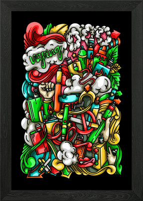 Grafitti Zeichnung gerahmtes Wandbild Poster Leinwanddruck Bild