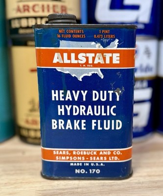 Vintage Allstate Heavy Duty Hydraulic Brake Fluid Oil Can 16oz. Empty
