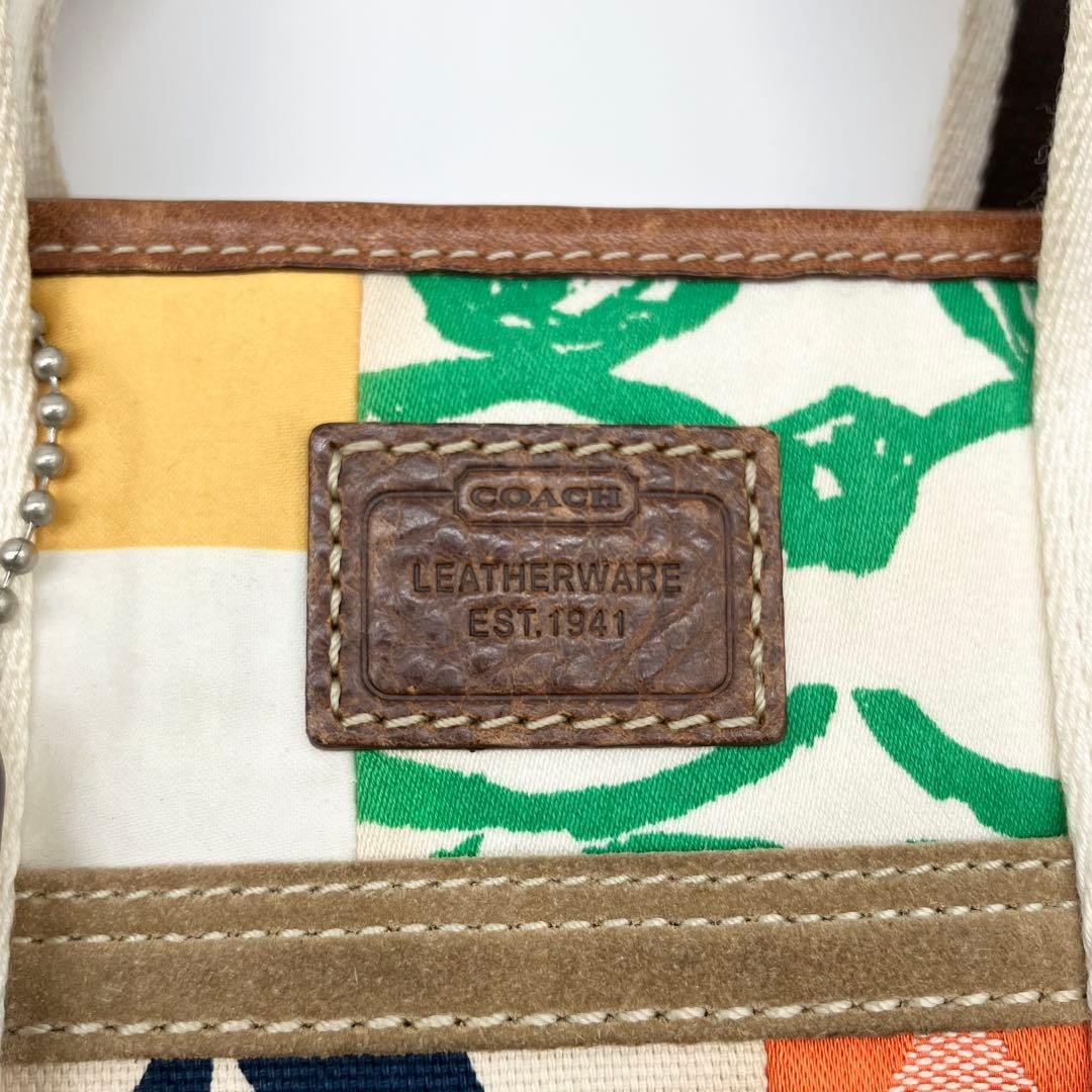 COACH Patchwork Handbag Canvas Leather Multicolor… - image 9