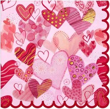 50Pcs Valentines Paper Napkins - 3-Ply Foil Sweet Heart Disposable Cocktail Pape