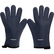 KITCHEN PERFECTION Silicone Smoker Oven Gloves Extreme Heat Resistant BBQ Gl...