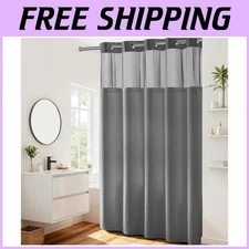 Spa Like Extra Long Shower Curtain with Snap-in Liner