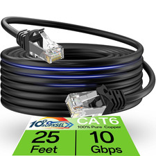 Cat 6 Ethernet Cable 25FT Outdoor Indoor, Cat6 Ethernet Patch Cable 10Gbps, High