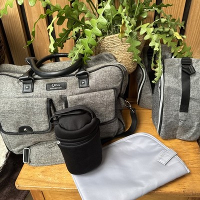 QPlay Wickeltasche Reiseset grau & schwarz