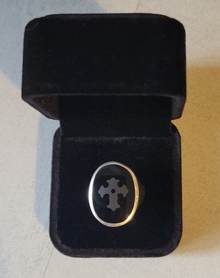 Schwerer 10 g Vintage 1975 Herren Silber Onyx Intaglio Siegelring Größe R 1/2 London