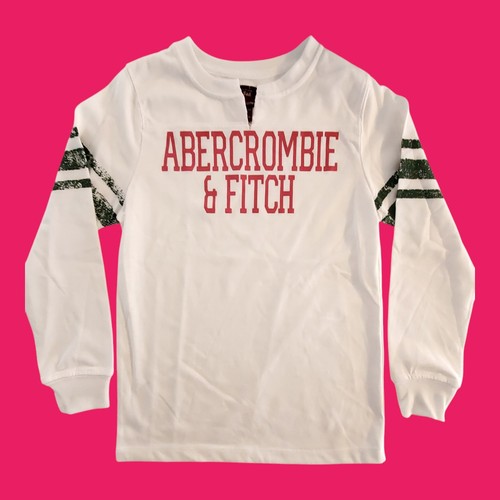 Girl's Small New Abercrombie & Fitch Long-sleeve T-Shirt Pink Green Vtg Logo Tee - Picture 1 of 7