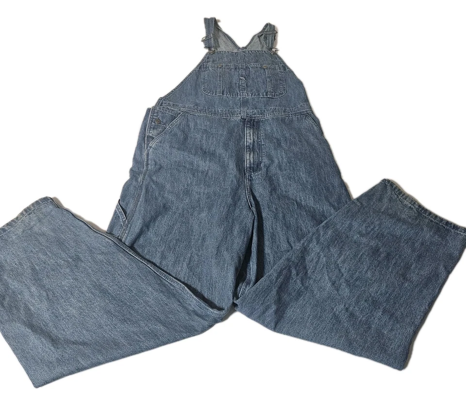 Macacão masculino Craftsman 38x31 azul carpinteiro algodão jeans babadores macacão - Imagem 2 de 4