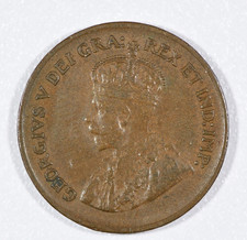 1929  George V  1-Cent Bronze Coin (Low  9 ), KM #28, Extra Fine