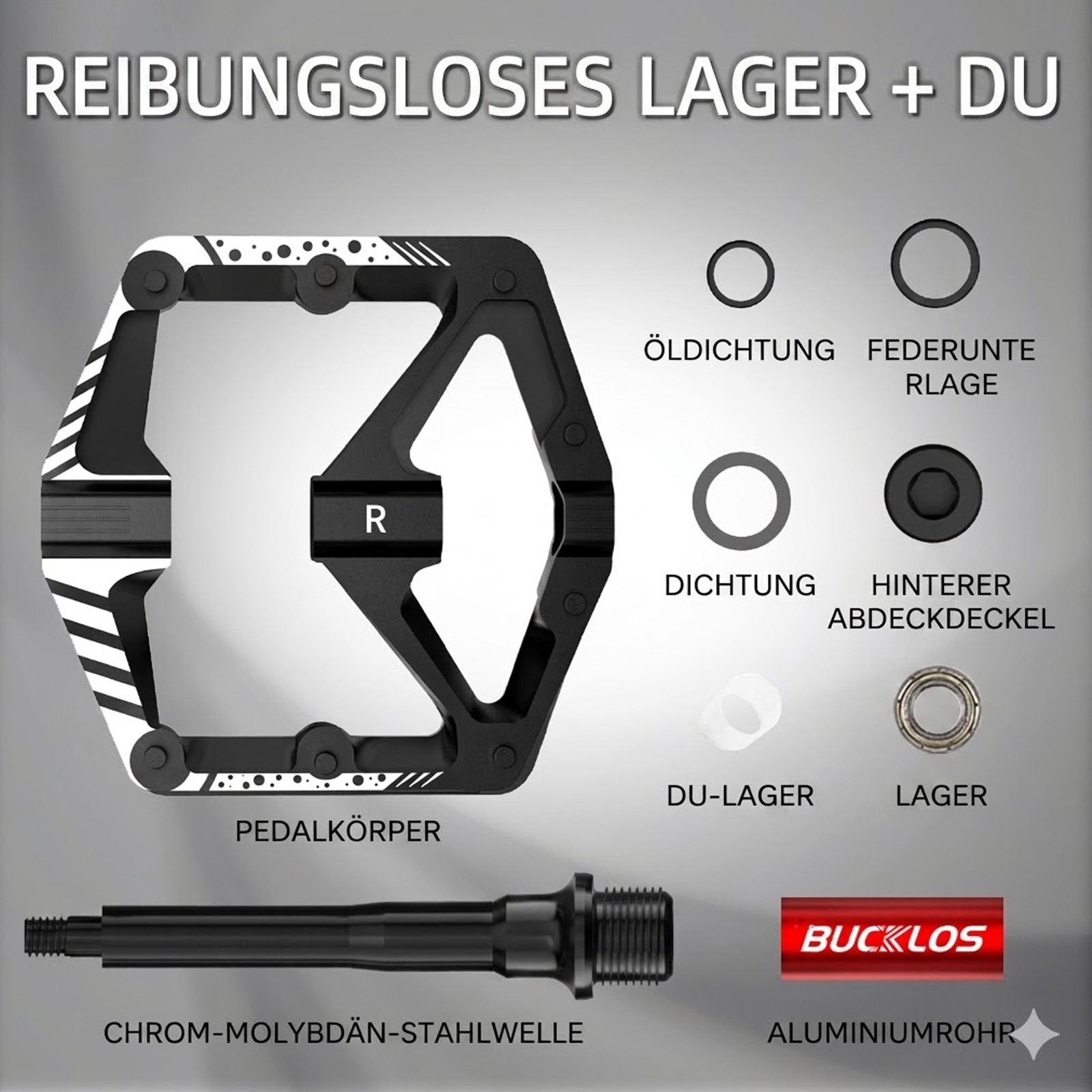 Pedali Mountain Bike 9/16'' Alluminio con Cuscinetti a Sfera Elementi Riflettenti IT foto 3