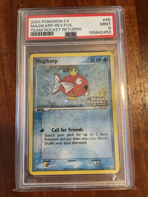 2004 Pokemon #65 Magikarp Reverse Foil Stamp EX Team Rocket PSA 9