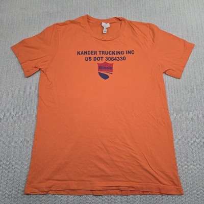 Kander Trucking Shirt Mens Large Orange Illinois DOT Graphic Bella Canvas Tee