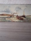 d'aprés eugène Isabey port de boulogne barques de pécheurs sur mer agitée signé