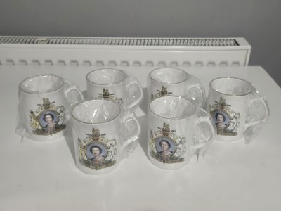 Vintage Gedenk Kaffeebecher Queen Elizabeth's 50-Year Reign X6 Brandneu