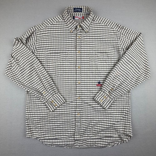 Tony Lama, VTG Tony Lama Mens Large 90s Long Sleeve Western Button Shirt Brown Check Cotton
