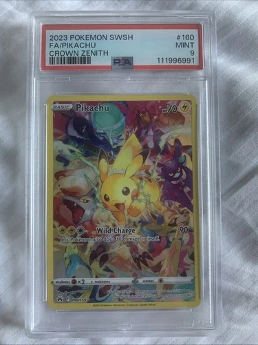 Pokemon Pikachu Card 160/159 Full Art Holo Crown Zenith Secret Rare PSA 9 Mint