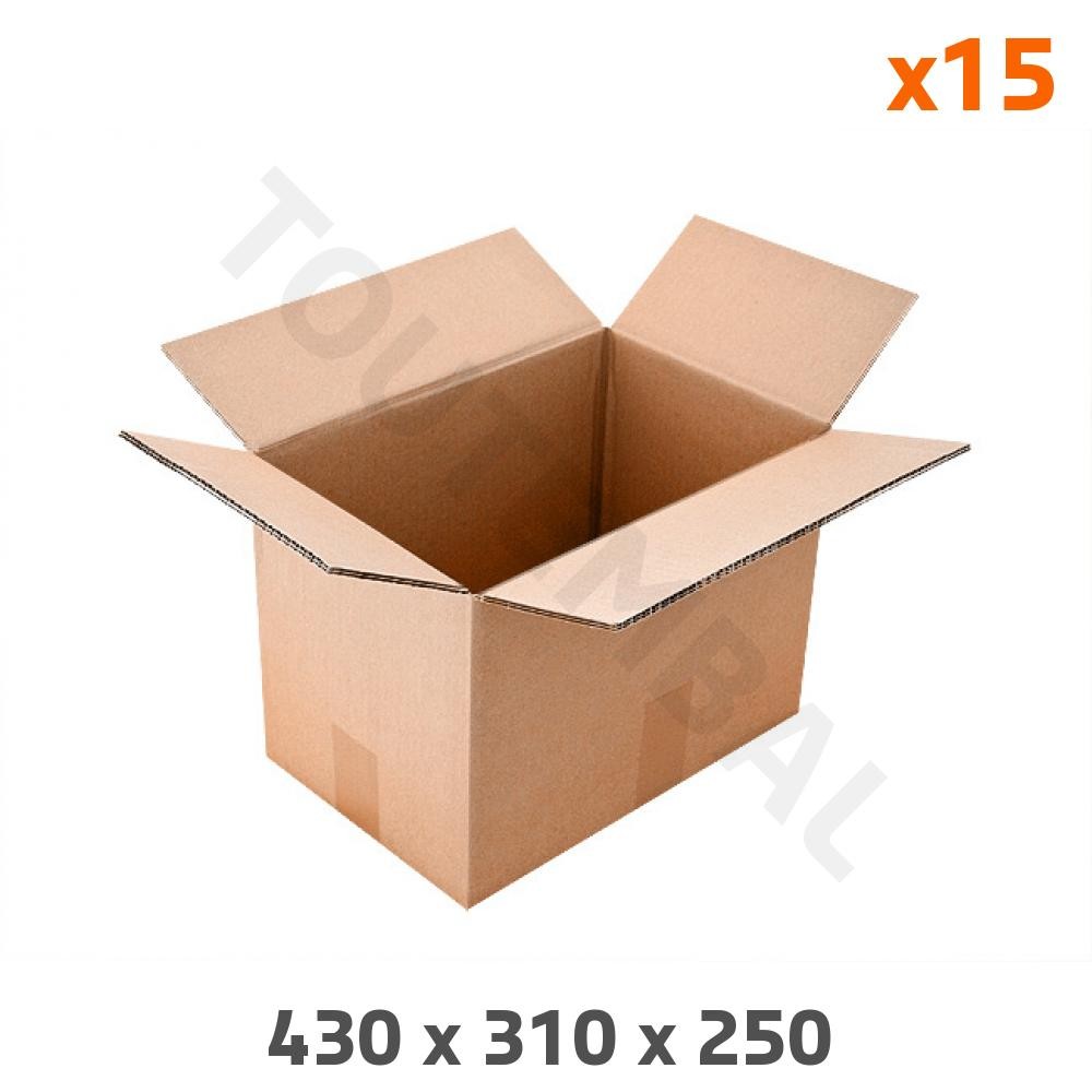 Carton double cannelure A3 430x310x250 mm brun pour emballage robuste