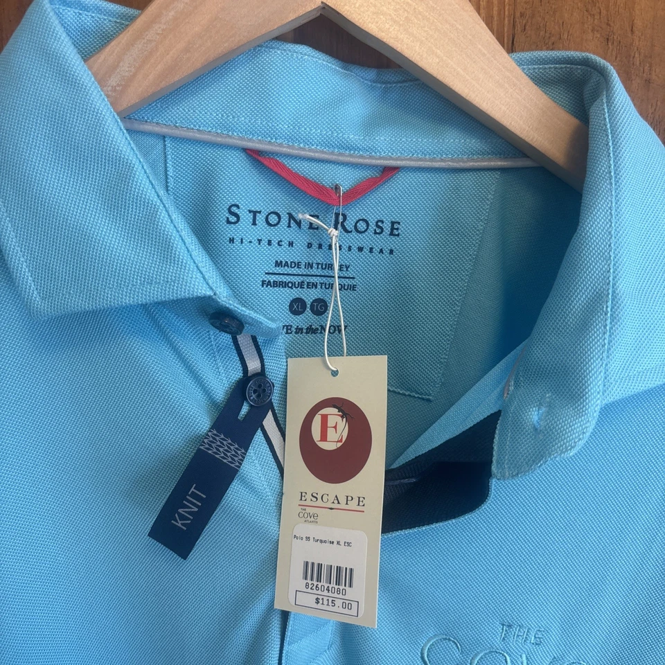 Stone Rose Men's Hi Tech Dress wear Polo Shirt. Aqua Color. Size XL - Image 2 of 4