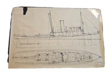 1938 Iroquois Puget Sound Tugboat Drawing Bellingham WA 41 x 27 Inchs