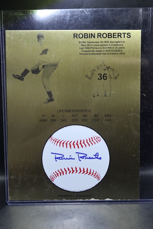 Robin Roberts Signed Metal Plaque W/ Letter Of COA - HOF 