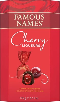 BRANDED Famous Names Cherry Liqueurs – 175g Premium Dark Chocolate Cherries