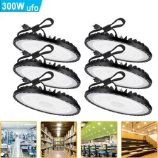 6Pack 300W Led UFO High Bay Light Shop Commercial Industrial Warehouse Gym 6000K