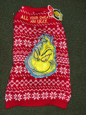 Dr. Seuss The Grinch Pet Dog Sweater ''All Your Sweaters Are Ugly'' - Large NW0T