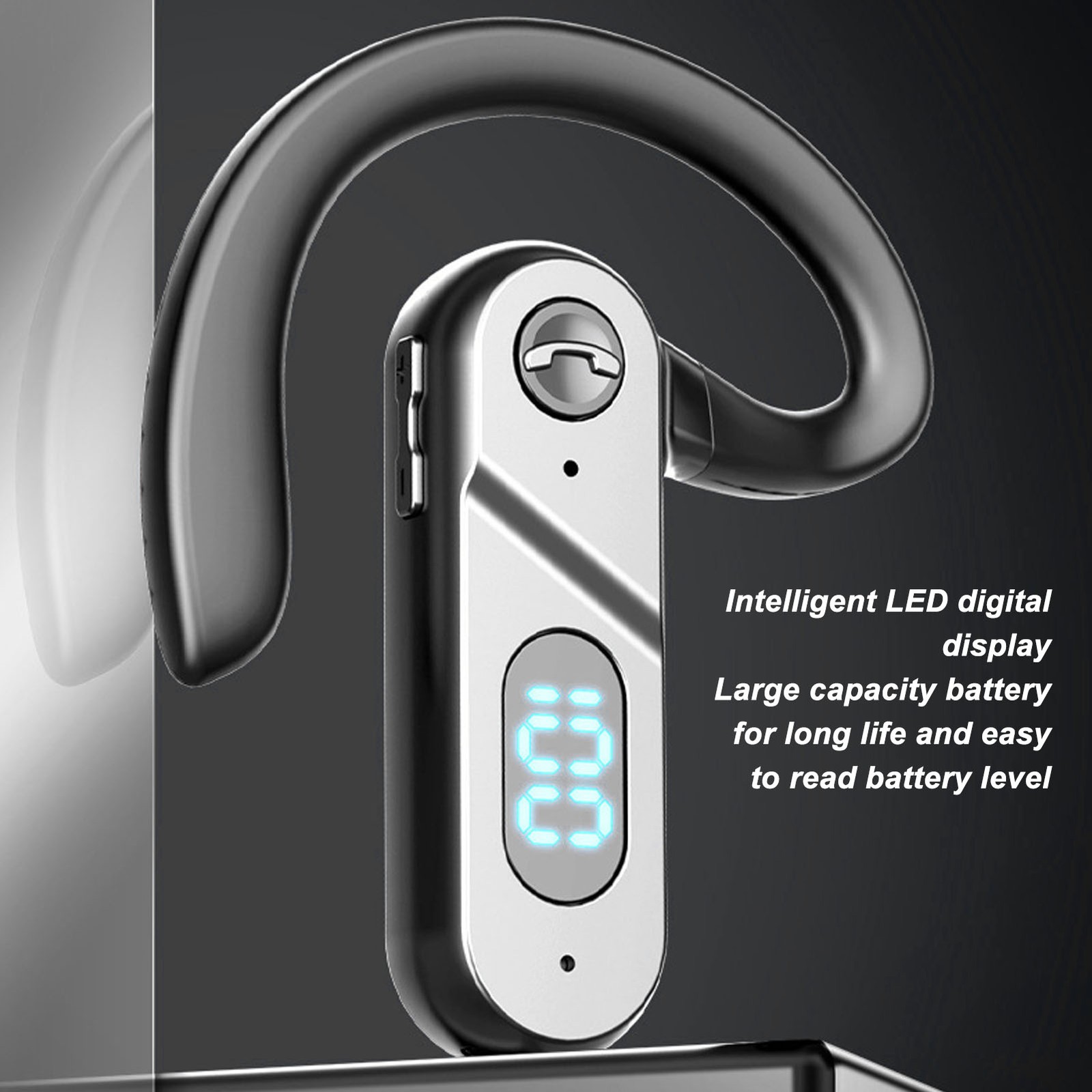 Auricolare Bluetooth 5.2 con gancio e LED foto 6