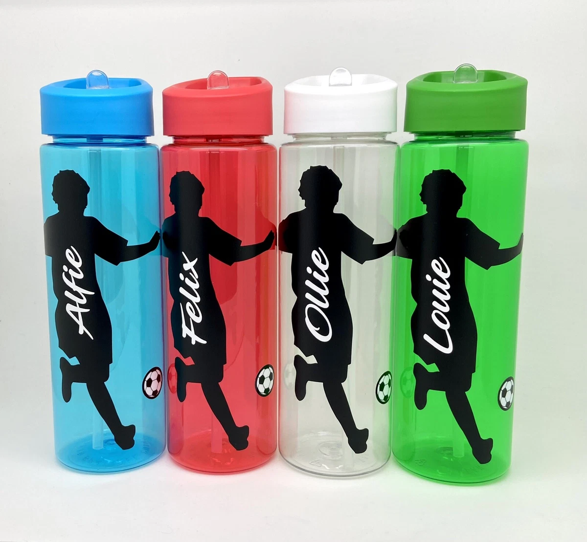 Personalised Football Water Flip Top Straw Sports Bottle Kids