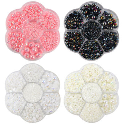 2800 Stück Halbrunde Perlen Verzierungen für Nail Art Sammelalbum Gepäck