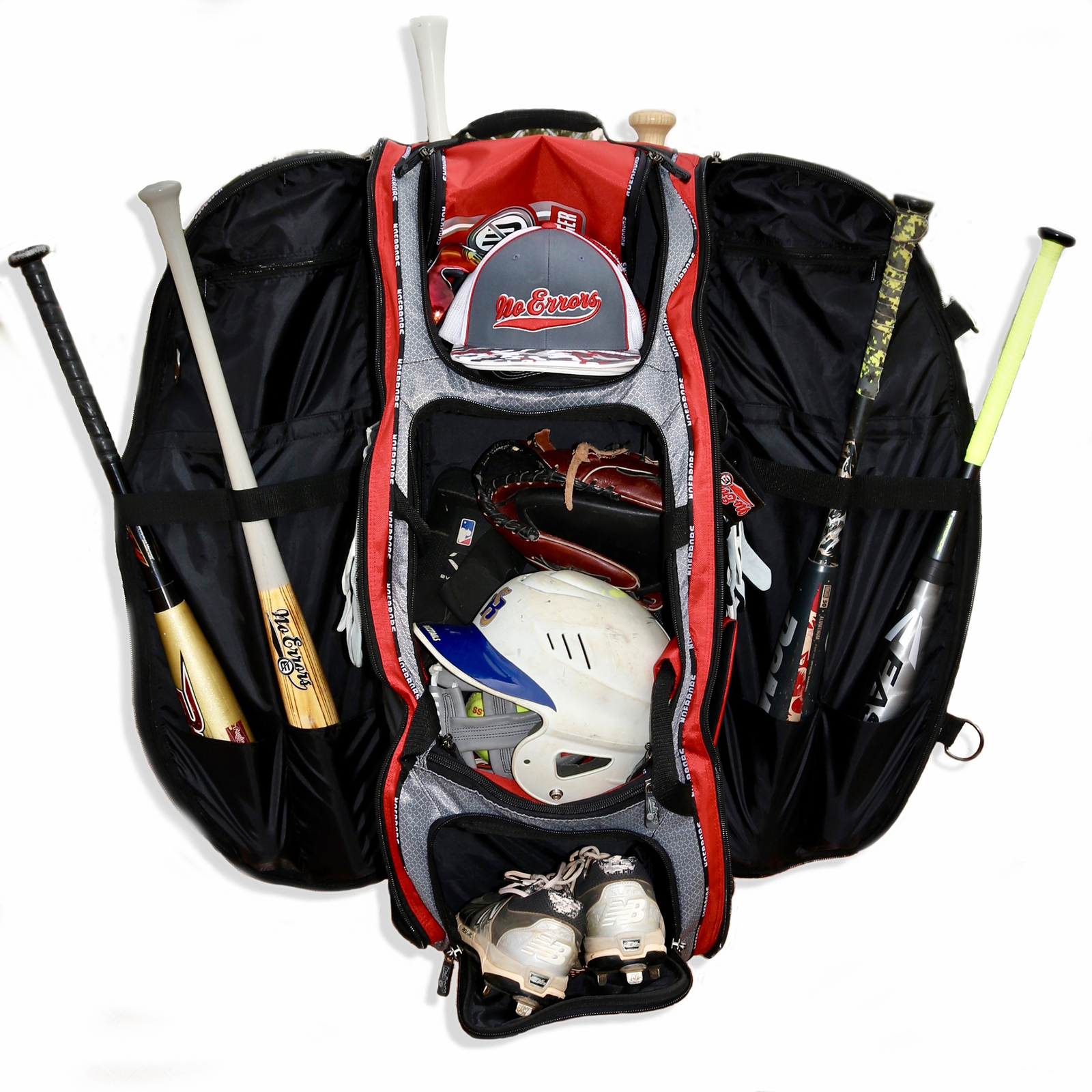 No Error Sports Dinger Baseball Bat Bag with Wheels 15 pocket baseball