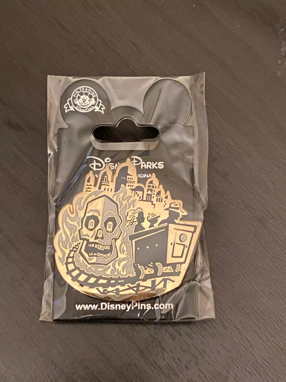 Gold Indiana Jones Skeleton Train Pin
