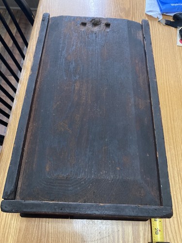 Antique Wooden Primitive Folk Art Carved 6 way Box w/ sliding lid - Picture 2 of 8
